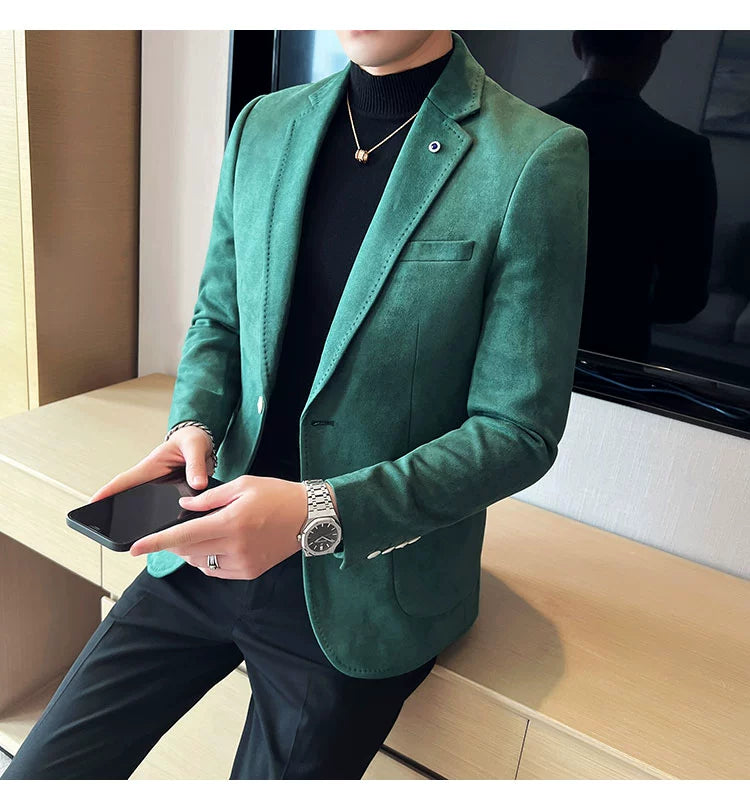 New Fashion Suit Coat Men's Slim Fit Deerskin IN USA.