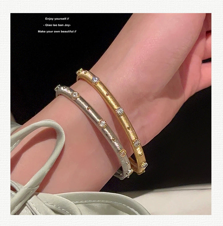 Joy Woven Gold Advanced Texture Rhinestone Retro Bracelet in USA.