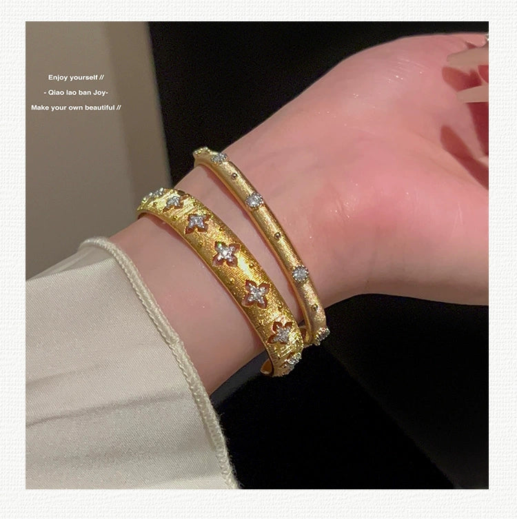 Joy Woven Gold Advanced Texture Rhinestone Retro Bracelet in USA.