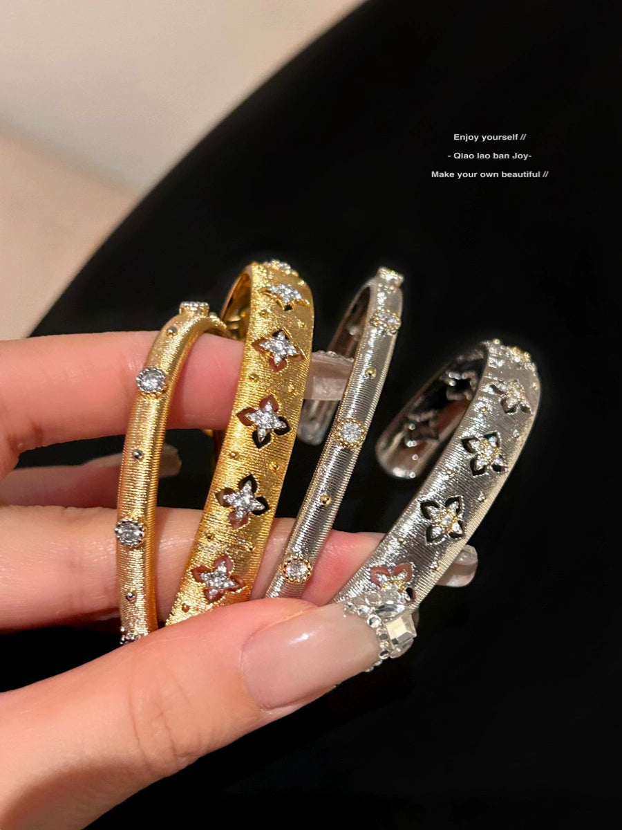 Joy Woven Gold Advanced Texture Rhinestone Retro Bracelet in USA.