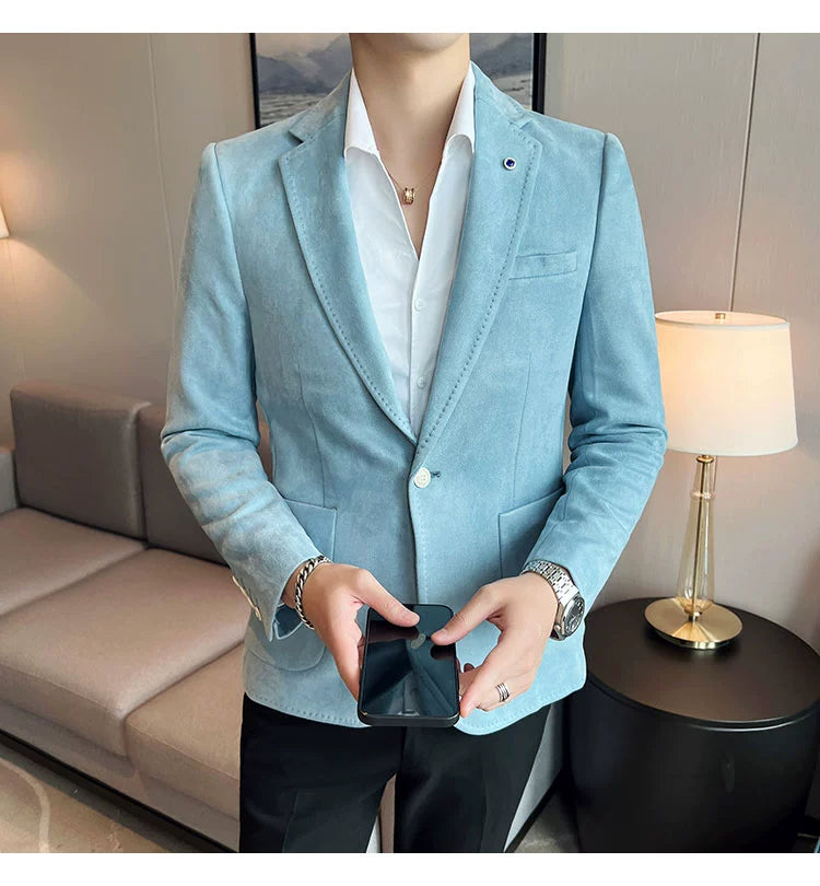 New Fashion Suit Coat Men's Slim Fit Deerskin IN USA.