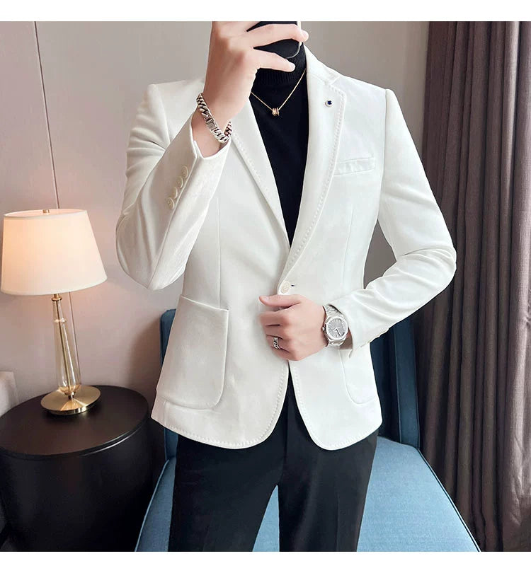 New Fashion Suit Coat Men's Slim Fit Deerskin IN USA.