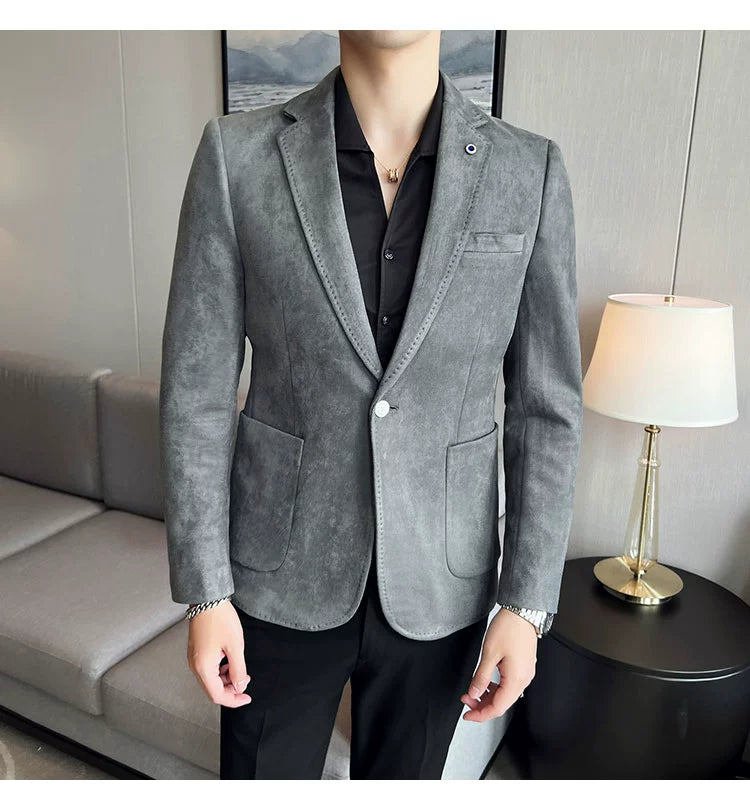 New Fashion Suit Coat Men's Slim Fit Deerskin IN USA.