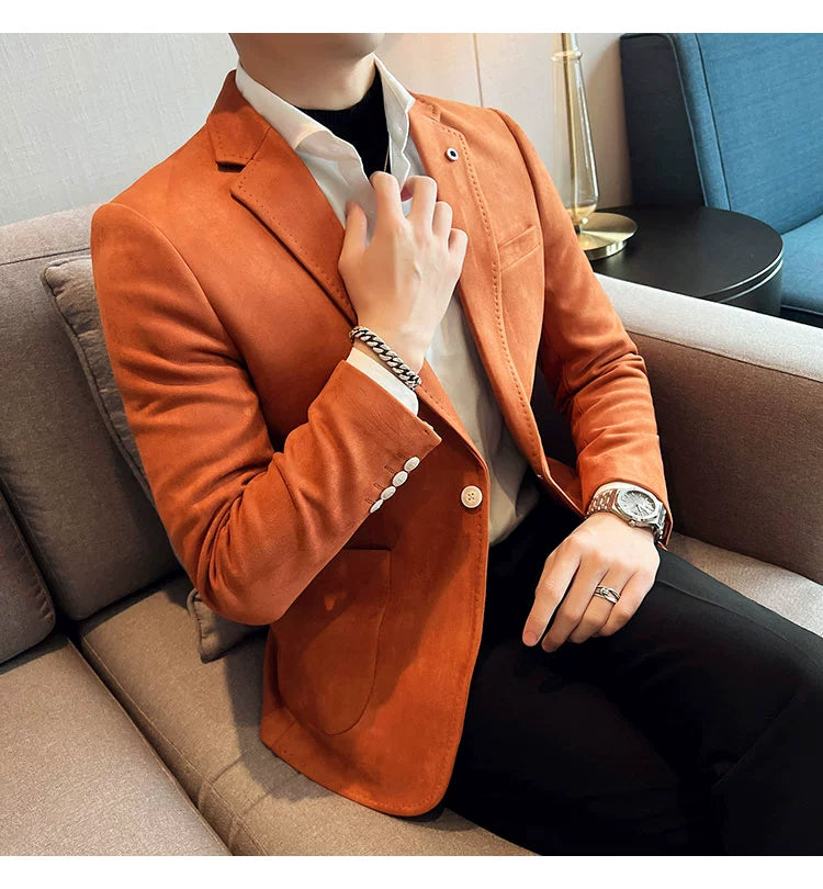 New Fashion Suit Coat Men's Slim Fit Deerskin IN USA.