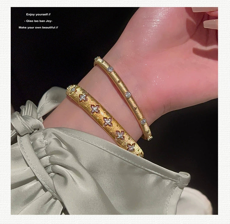 Joy Woven Gold Advanced Texture Rhinestone Retro Bracelet in USA.