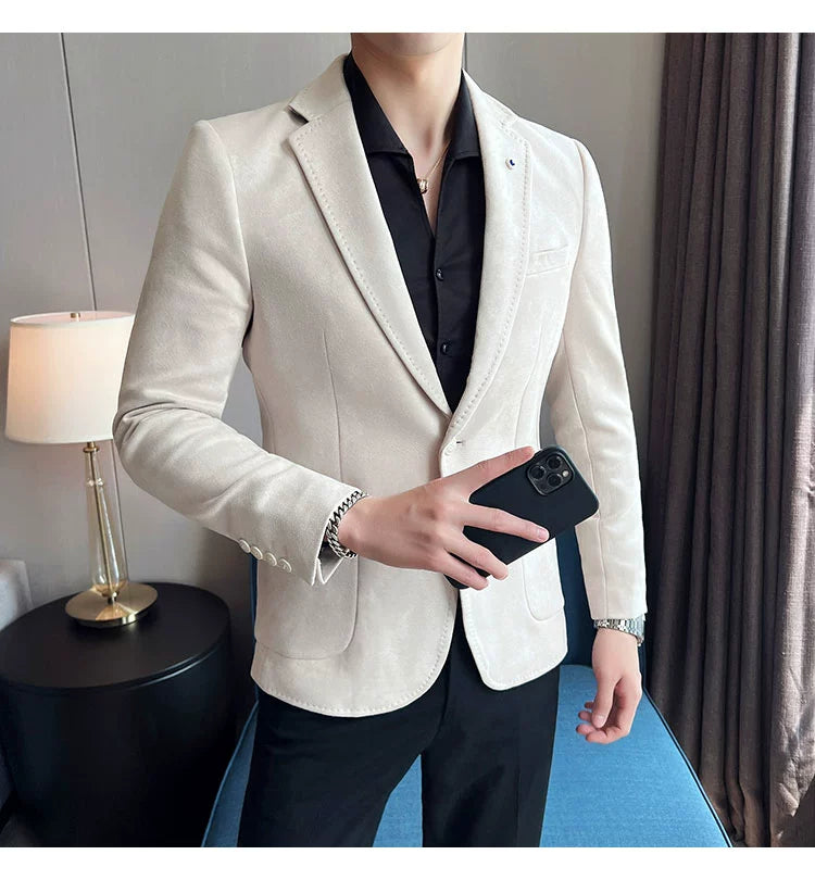 New Fashion Suit Coat Men's Slim Fit Deerskin IN USA.