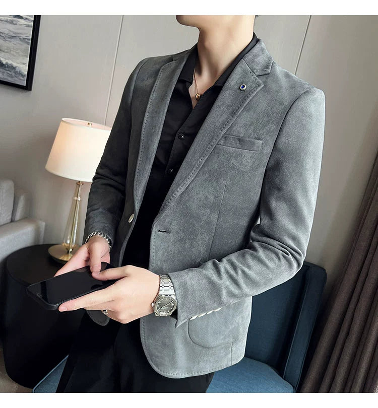 New Fashion Suit Coat Men's Slim Fit Deerskin IN USA.