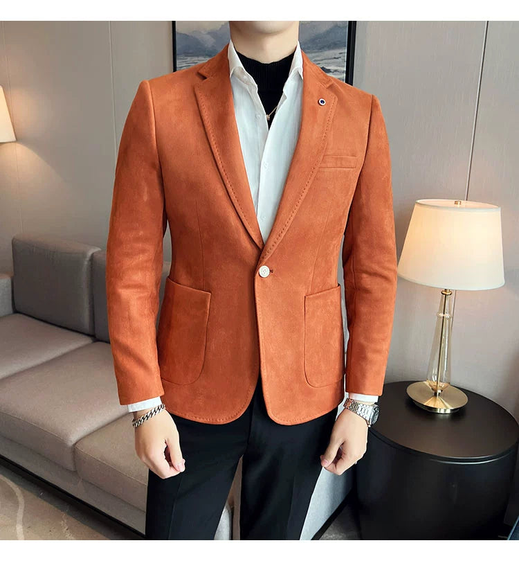 New Fashion Suit Coat Men's Slim Fit Deerskin IN USA.