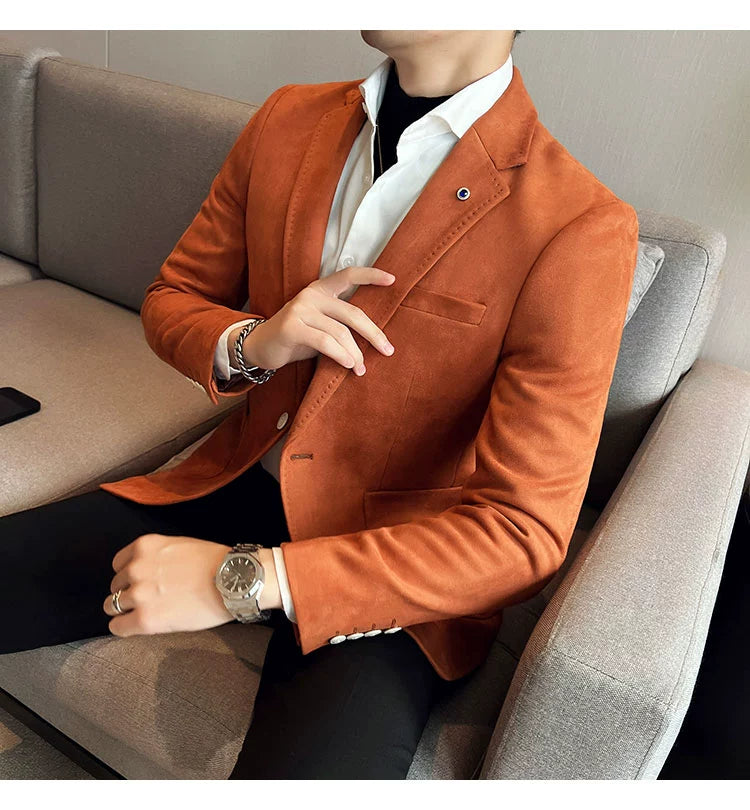 New Fashion Suit Coat Men's Slim Fit Deerskin IN USA.