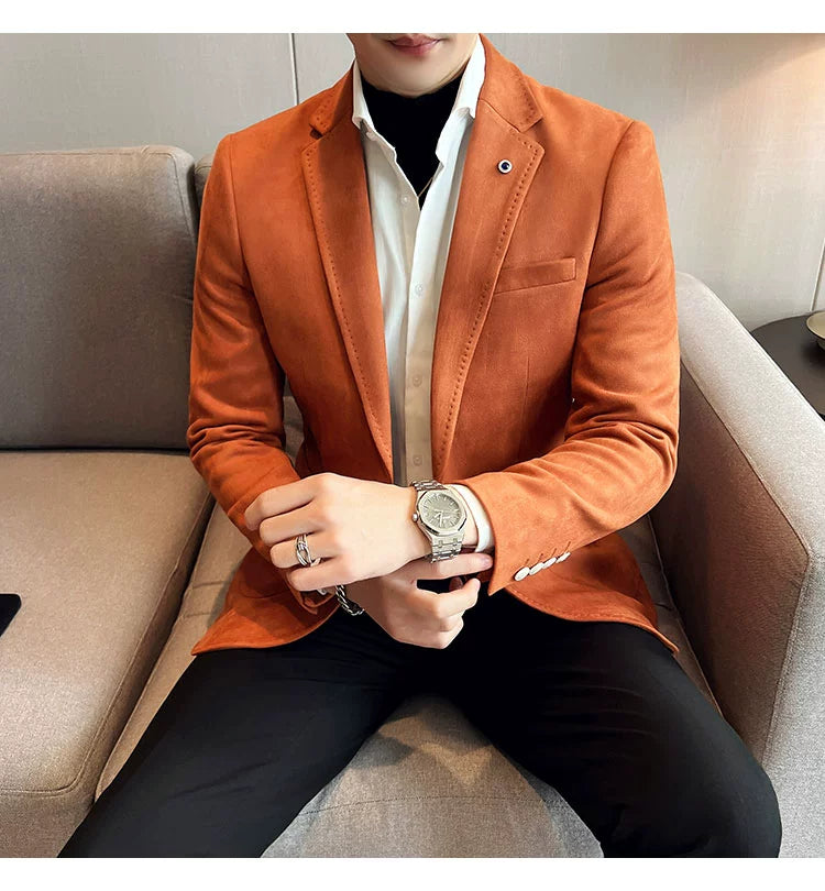 New Fashion Suit Coat Men's Slim Fit Deerskin IN USA.