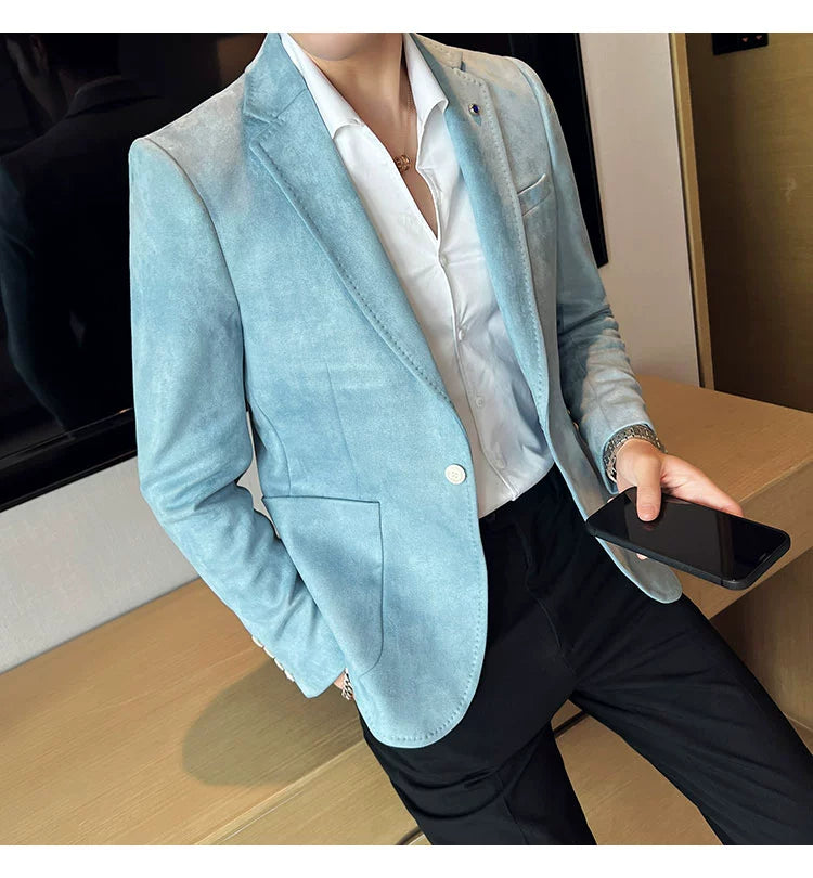 New Fashion Suit Coat Men's Slim Fit Deerskin IN USA.