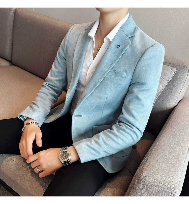 New Fashion Suit Coat Men's Slim Fit Deerskin IN USA.