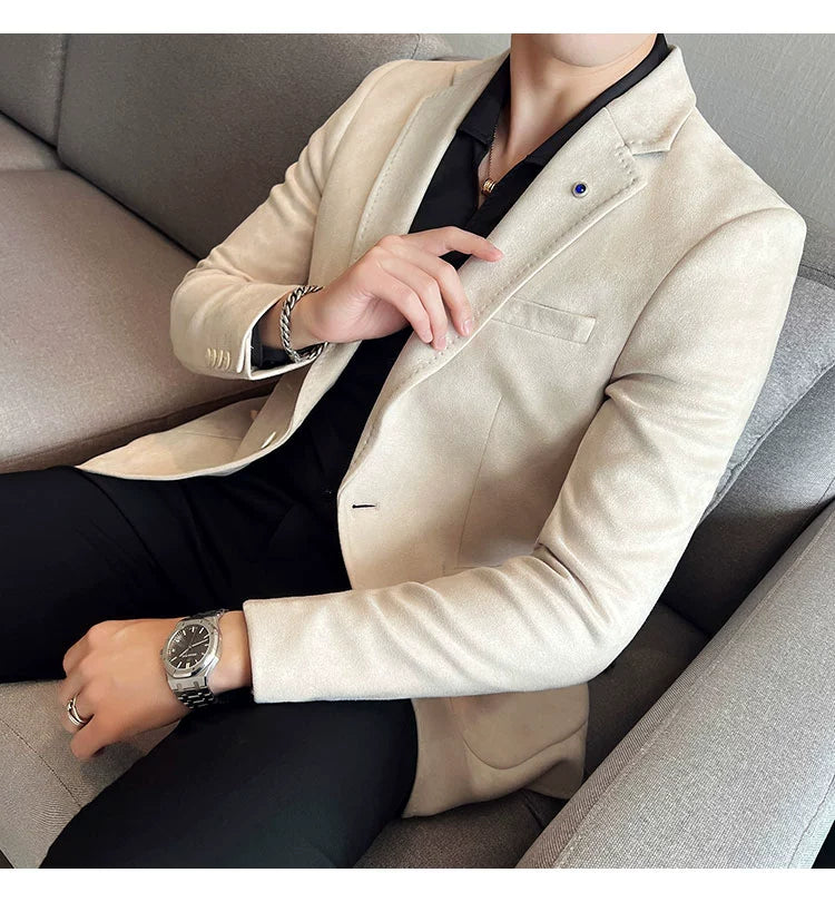 New Fashion Suit Coat Men's Slim Fit Deerskin IN USA.