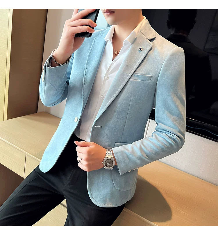 New Fashion Suit Coat Men's Slim Fit Deerskin IN USA.