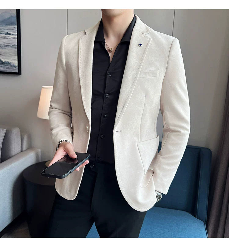 New Fashion Suit Coat Men's Slim Fit Deerskin IN USA.