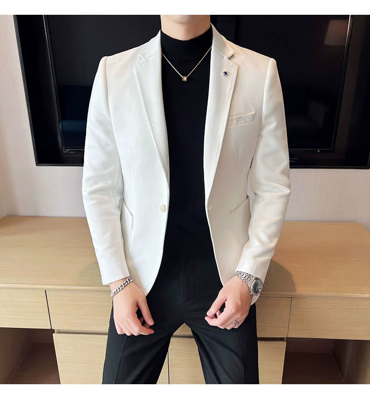 New Fashion Suit Coat Men's Slim Fit Deerskin IN USA.