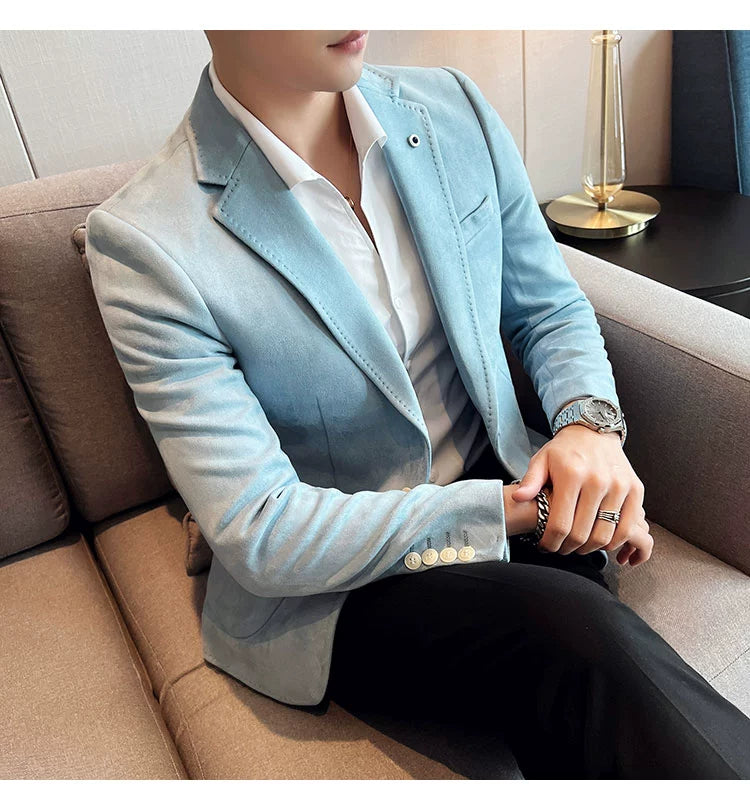 New Fashion Suit Coat Men's Slim Fit Deerskin IN USA.