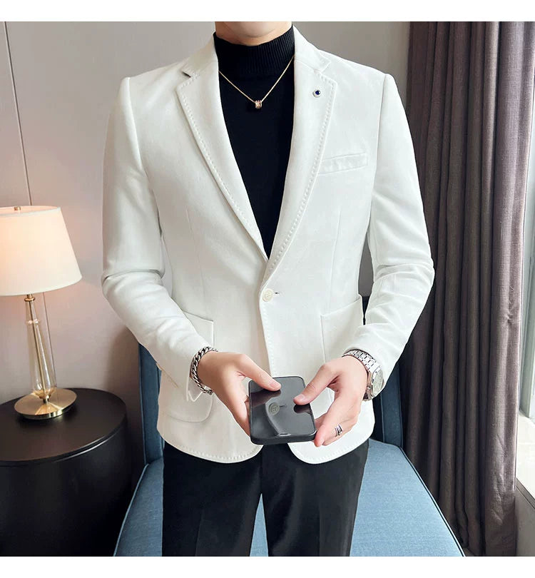 New Fashion Suit Coat Men's Slim Fit Deerskin IN USA.