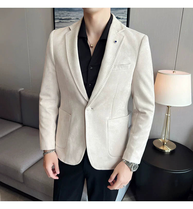 New Fashion Suit Coat Men's Slim Fit Deerskin IN USA.