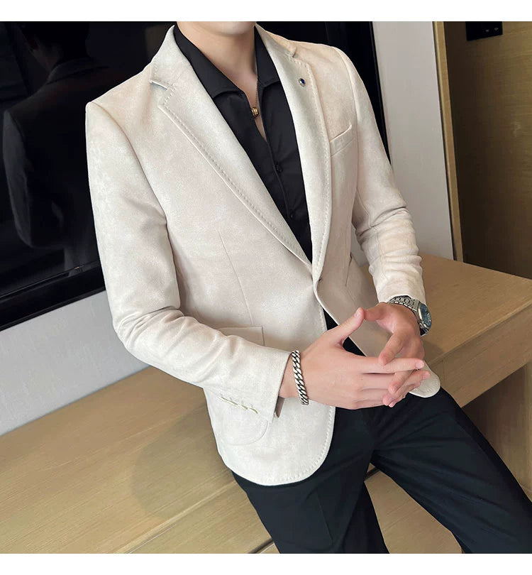 New Fashion Suit Coat Men's Slim Fit Deerskin IN USA.