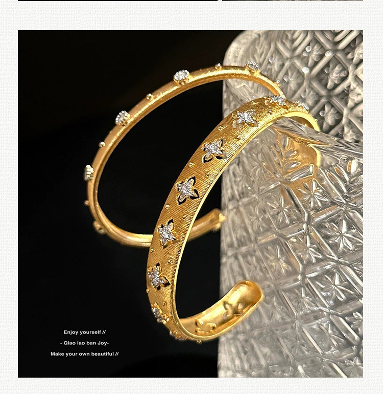 Joy Woven Gold Advanced Texture Rhinestone Retro Bracelet in USA.