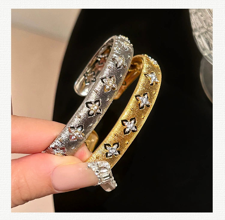 Joy Woven Gold Advanced Texture Rhinestone Retro Bracelet in USA.