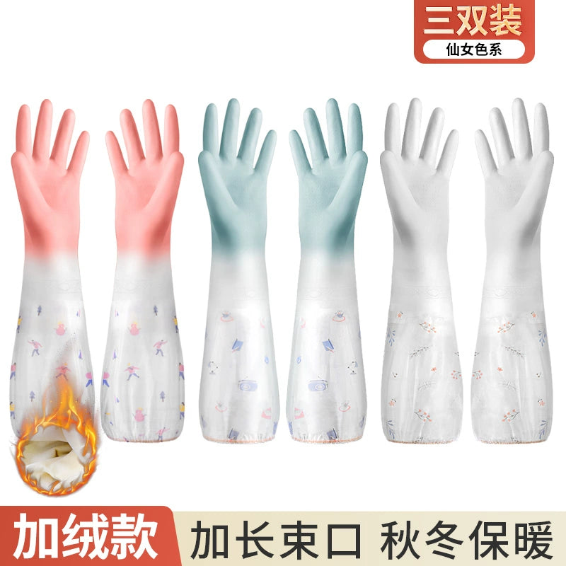 Rubber Fleece-lined Winter Durable Household Dishwashing Glove in USA.