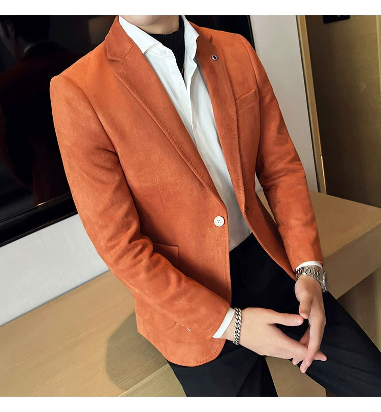 New Fashion Suit Coat Men's Slim Fit Deerskin IN USA.