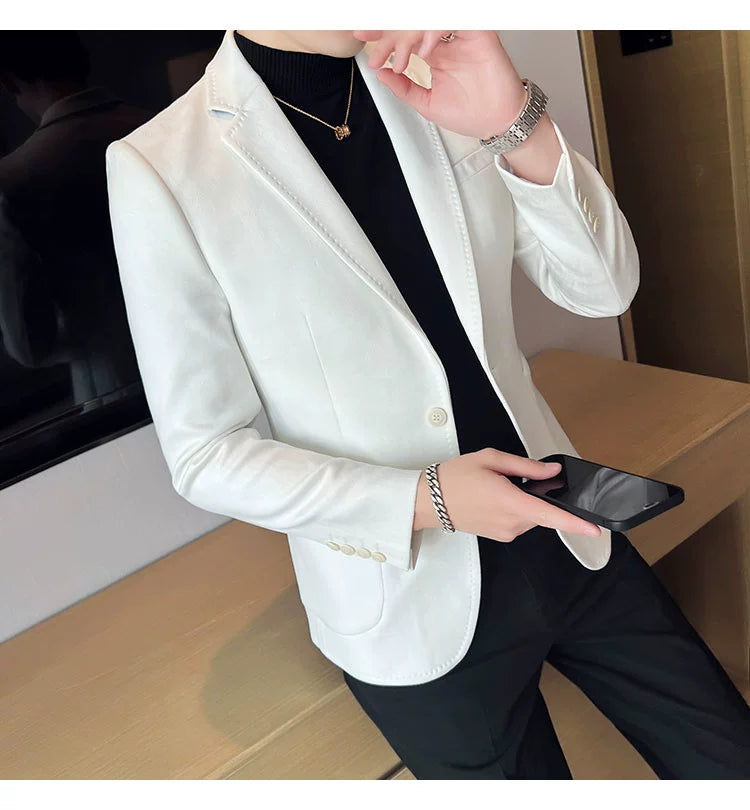 New Fashion Suit Coat Men's Slim Fit Deerskin IN USA.