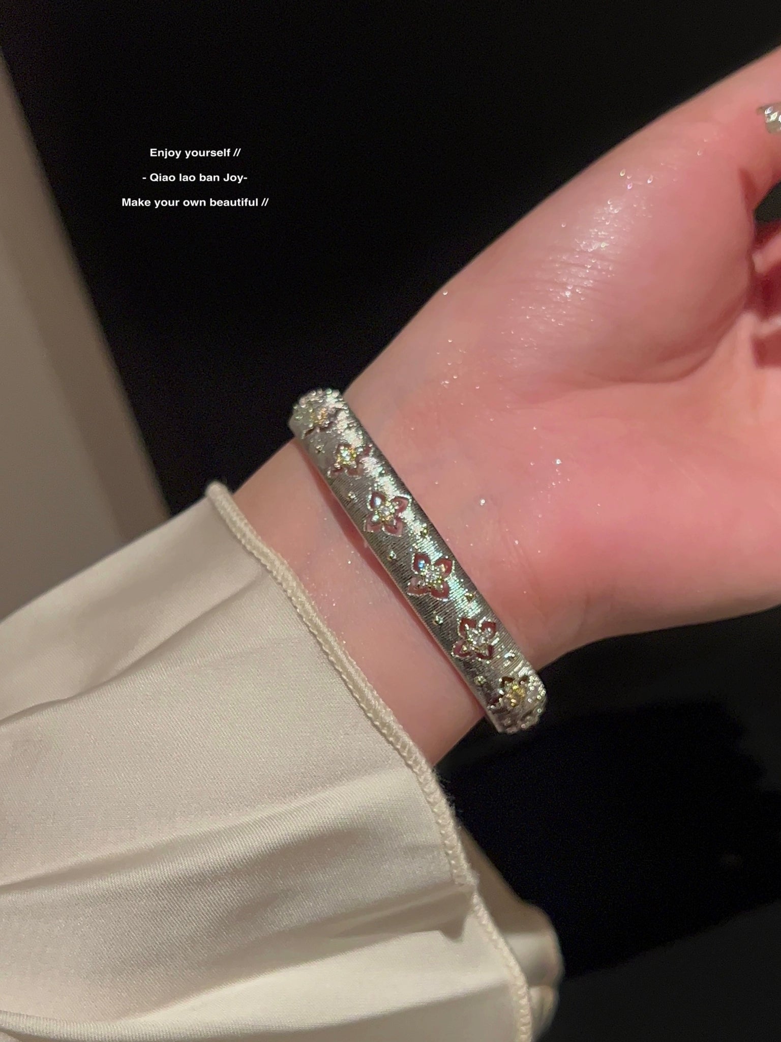 Joy Woven Gold Advanced Texture Rhinestone Retro Bracelet in USA.