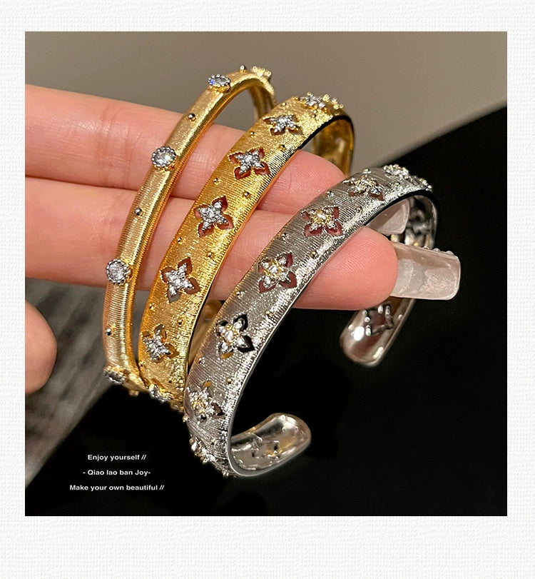 Joy Woven Gold Advanced Texture Rhinestone Retro Bracelet in USA.