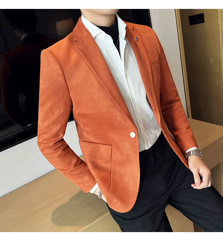 New Fashion Suit Coat Men's Slim Fit Deerskin IN USA.