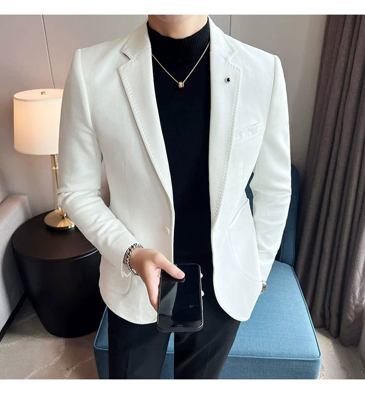 New Fashion Suit Coat Men's Slim Fit Deerskin IN USA.