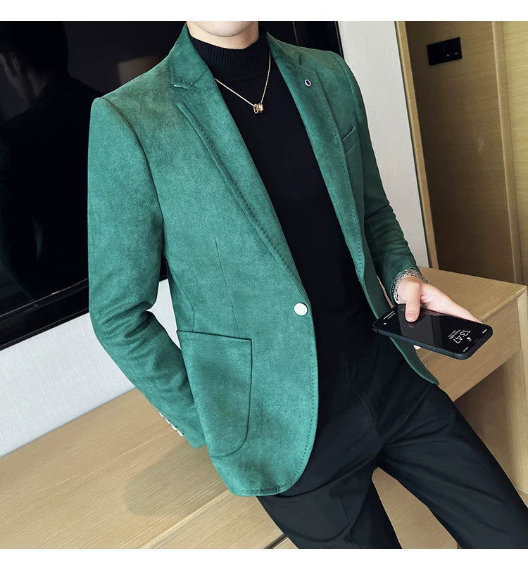 New Fashion Suit Coat Men's Slim Fit Deerskin IN USA.