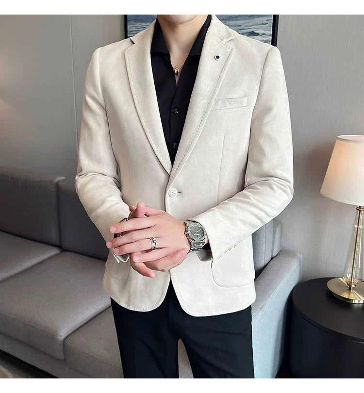 New Fashion Suit Coat Men's Slim Fit Deerskin IN USA.