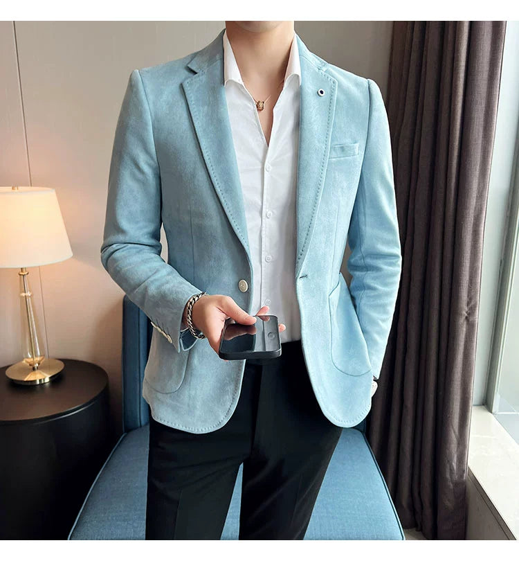 New Fashion Suit Coat Men's Slim Fit Deerskin IN USA.