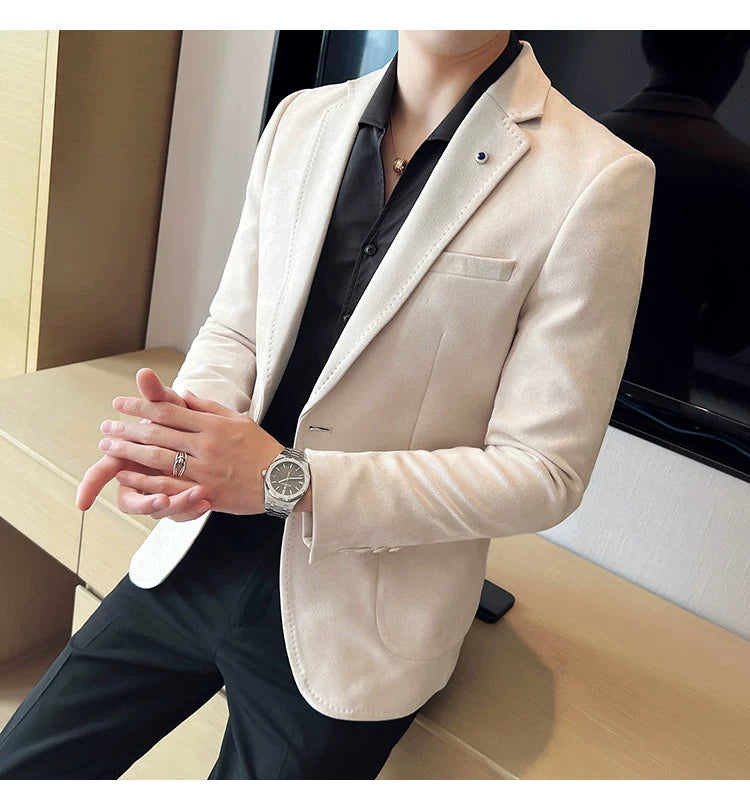 New Fashion Suit Coat Men's Slim Fit Deerskin IN USA.