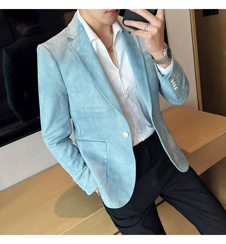 New Fashion Suit Coat Men's Slim Fit Deerskin IN USA.