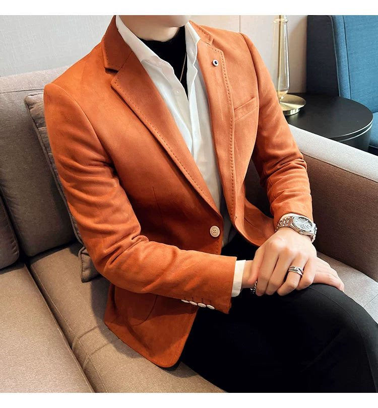 New Fashion Suit Coat Men's Slim Fit Deerskin IN USA.