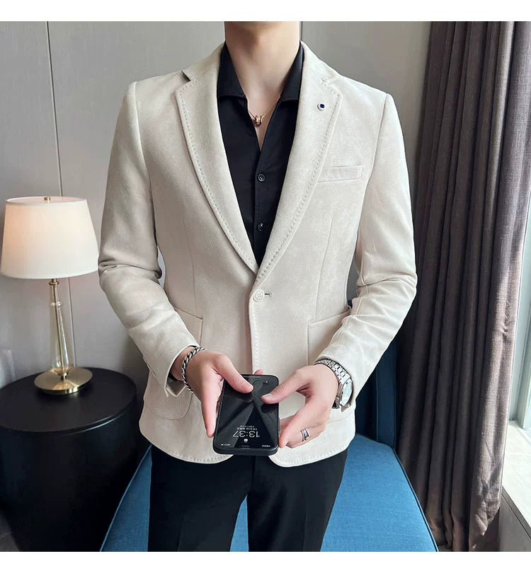 New Fashion Suit Coat Men's Slim Fit Deerskin IN USA.