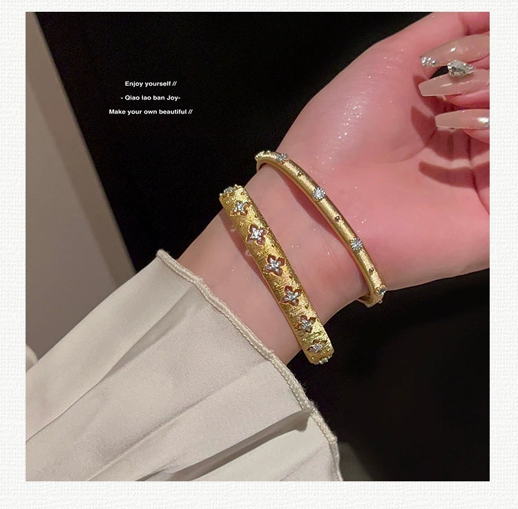 Joy Woven Gold Advanced Texture Rhinestone Retro Bracelet in USA.