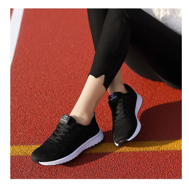 Women Casual Shoes Breathable Walking Mesh Lace Up Flat Shoes in USA