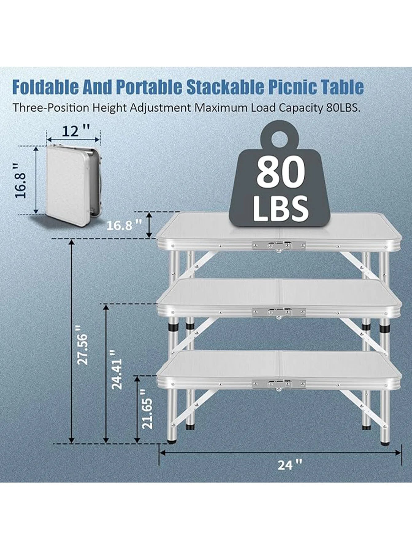 Adjustable Height Carry Handle Camping Table in USA