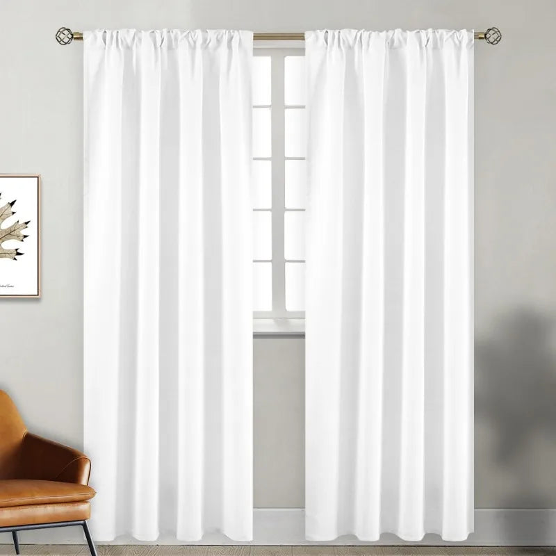 Navy Blue Elegant Blackout Curtains Rod Pocket in USA