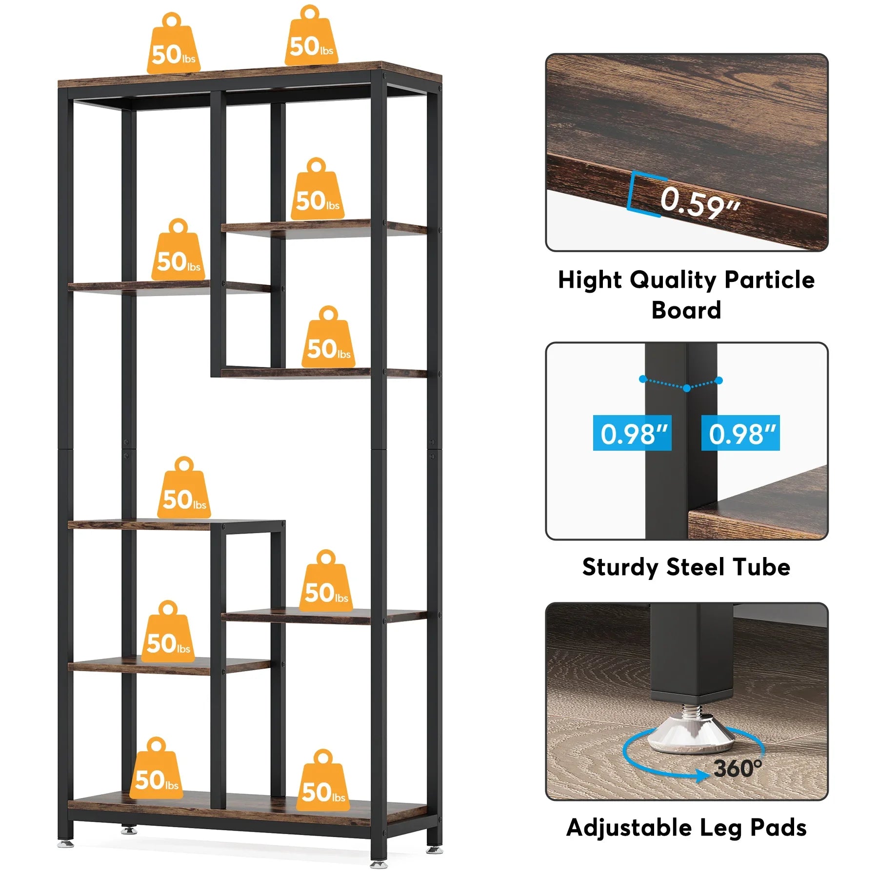 Bookshelf Bookcase, Industrial Open Bookcase Storage IN USA.