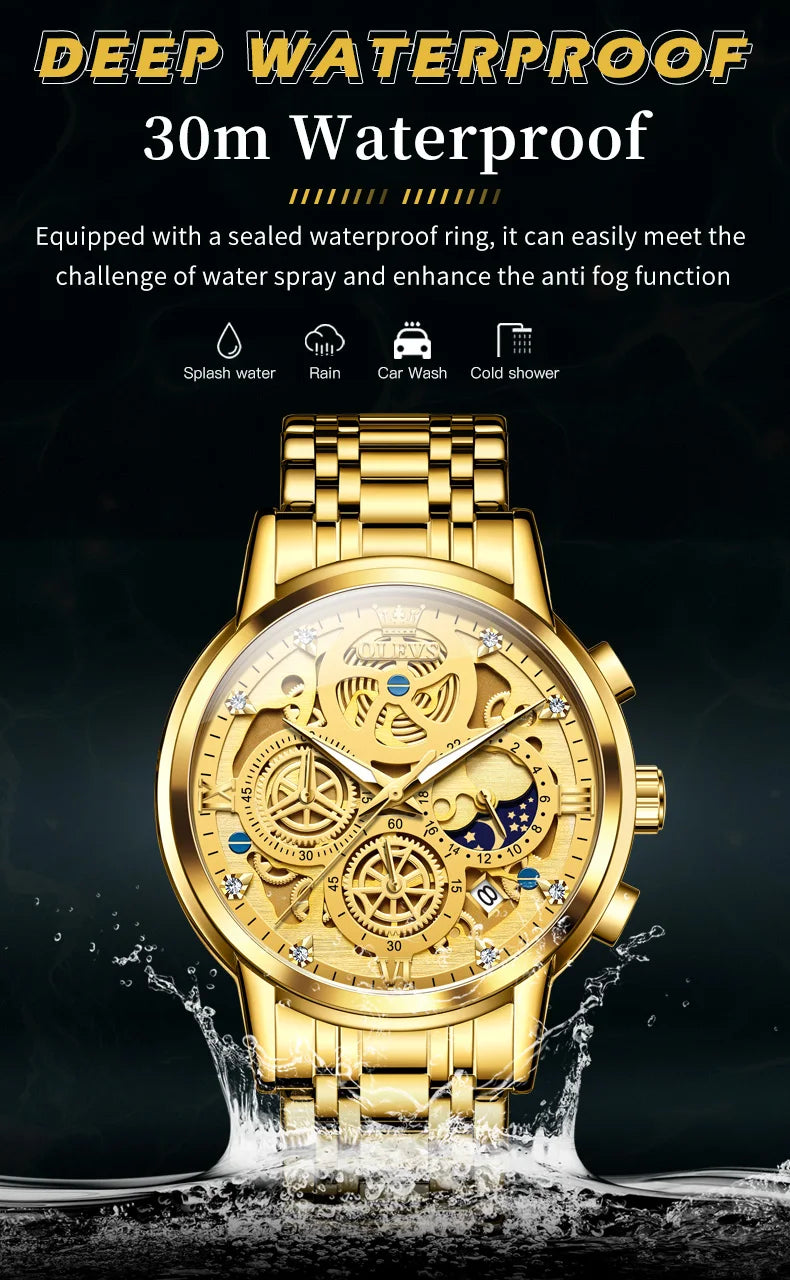 OLEVS Men's Watches Top Brand Luxury Original Waterproof in USA