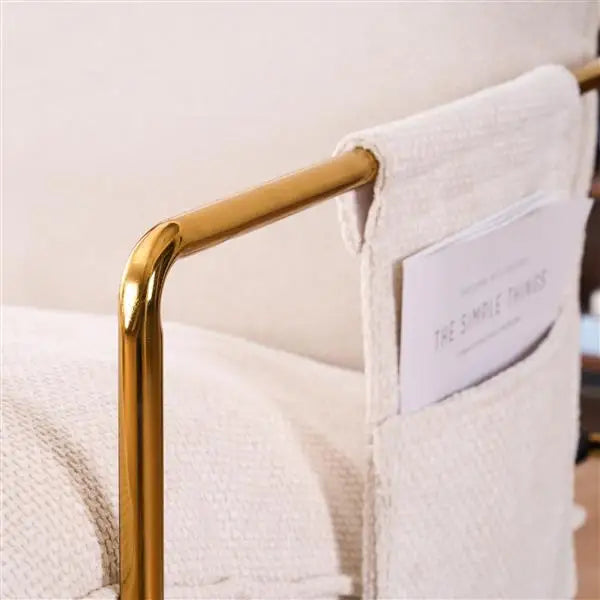 Upholstered Hanging Armchair Arm PocketsMetal frame IN USA.