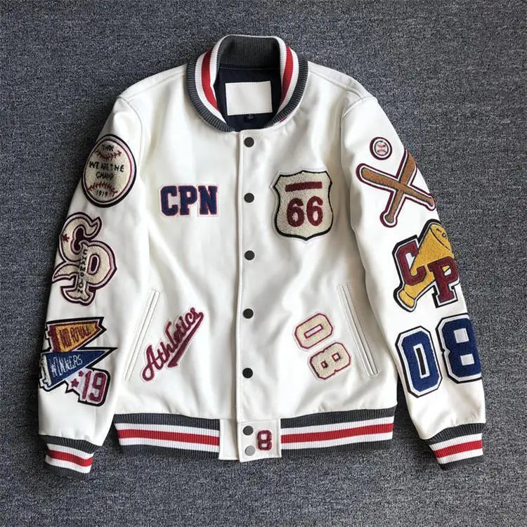 New Men's winter baseball Jacket Men Retro Trend leather IN USA.