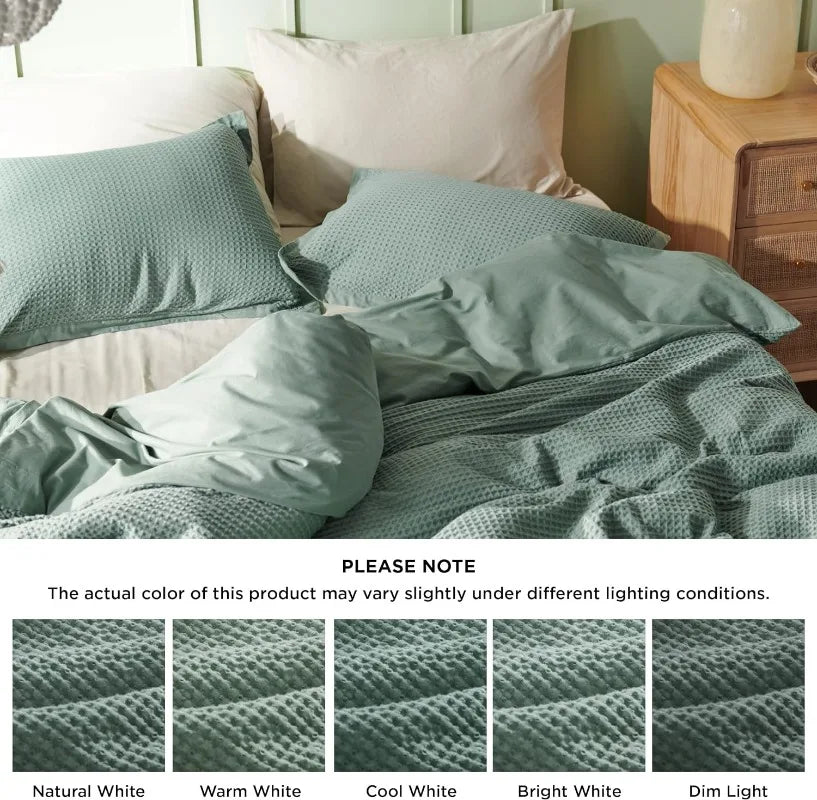 Cotton Waffle Weave Coconut White Duvet Cover Set