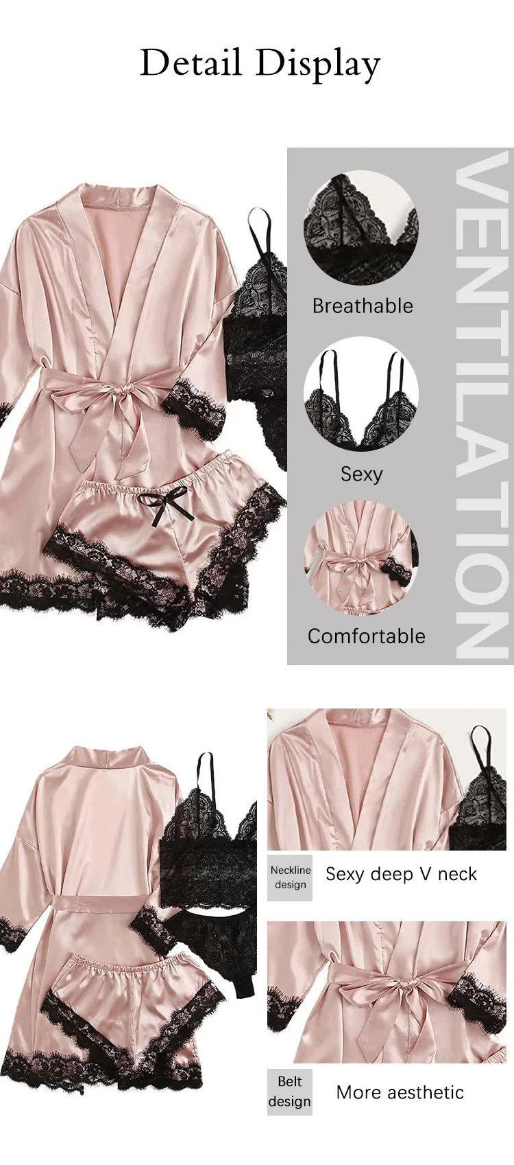 Woman Sleepwear Pajamas Ser Robe Sexy Lace in USA